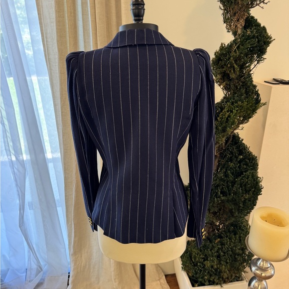 Smythe Navy & White Pin-Striped Women's Blazer - Size 10 - Picture 4 of 11